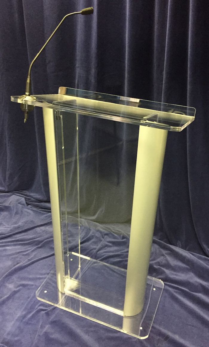 Acrylic Podium With Microphone Wedding Equipment JP Lilley AV